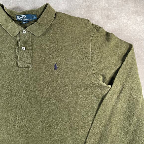 Vintage Polo by Ralph Lauren Embroidered Logo Olive Green Long Sleeve Button Up - Picture 4 of 6